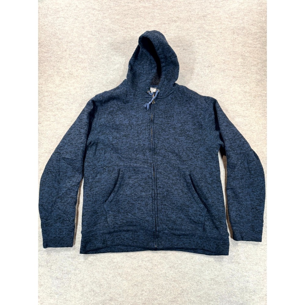 Weatherproof Vintage Mens Large Blue Black Sherpa Lined Full Zip Hoodie Pockets